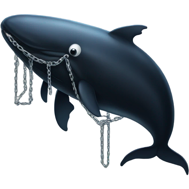 Black whale wearing chain emoji
