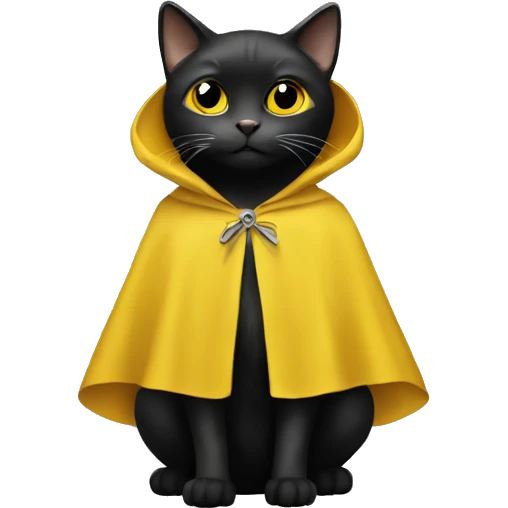 A cat in a black and yellow cape emoji