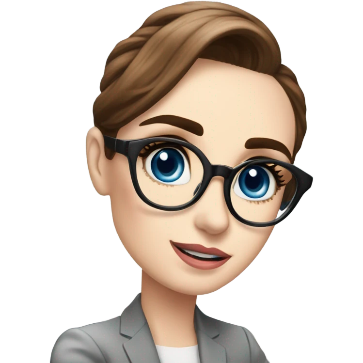 Lily collins blue eyes wearing glasses in a business meeting  emoji
