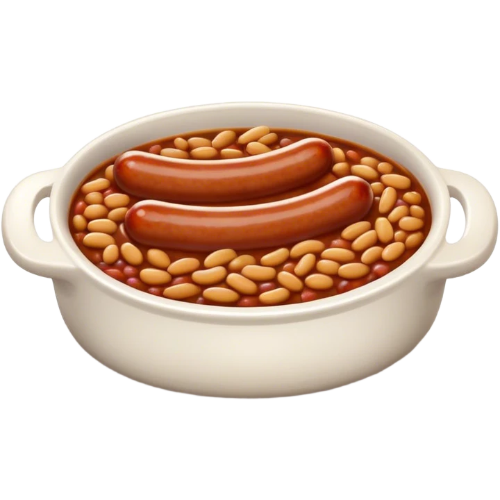 Sausage with baked beans on one plate emoji