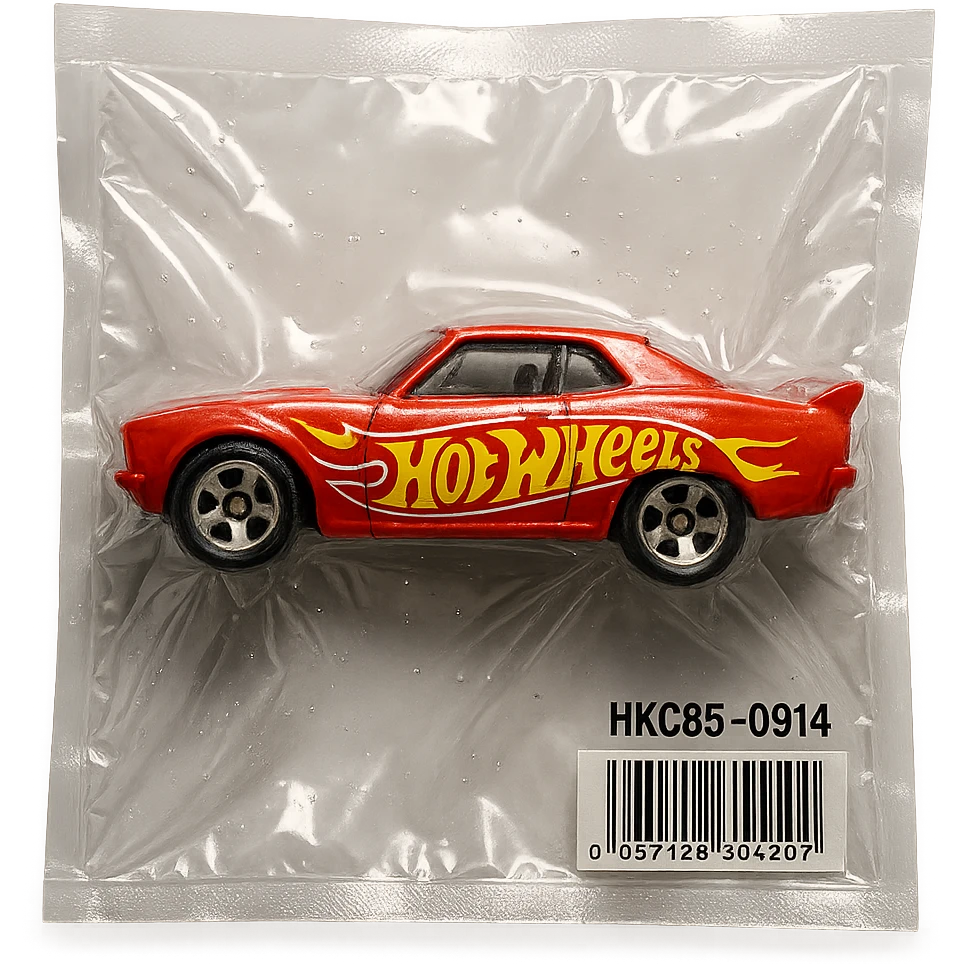 Hot Wheels toy car, glossy and puffy, vacuum-sealed style emoji