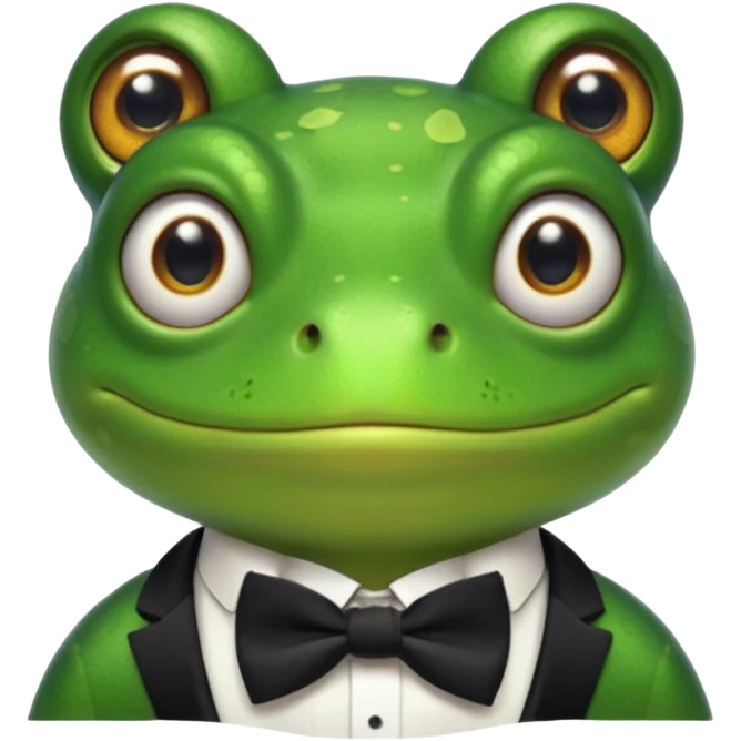 frog without dress, wearing only bowtie emoji
