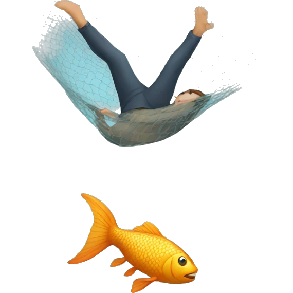 a man falling in a fish net emoji