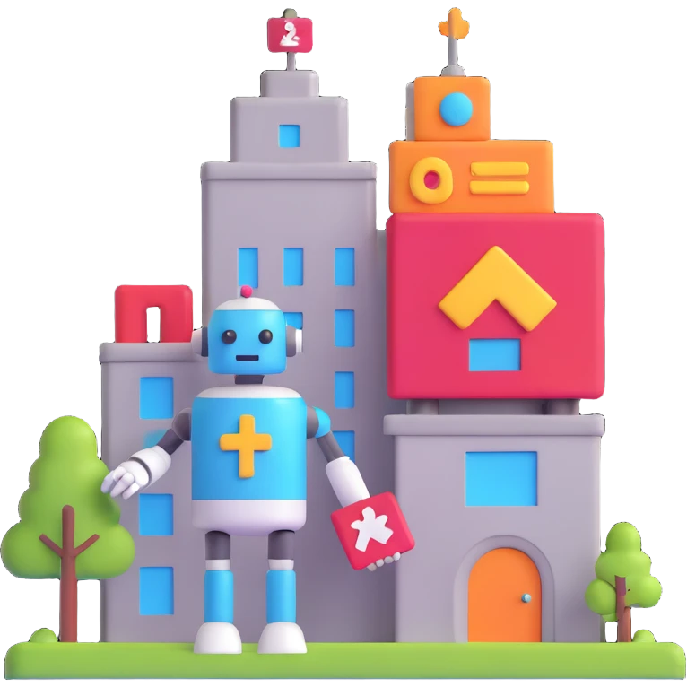 friendly robot holding a building icon and a plus sign, Slack-inspired colors, simple businesslike style, symbolizing new organization joining B2B SaaS LLM evaluation platform emoji