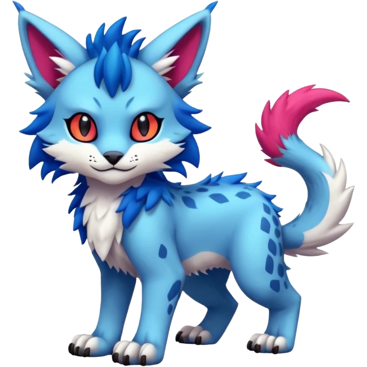 Colorful exotic kawaii edgy cute Lynx-Sergal-Vernid-Fakémon-Pokémon-creature (full body) emoji