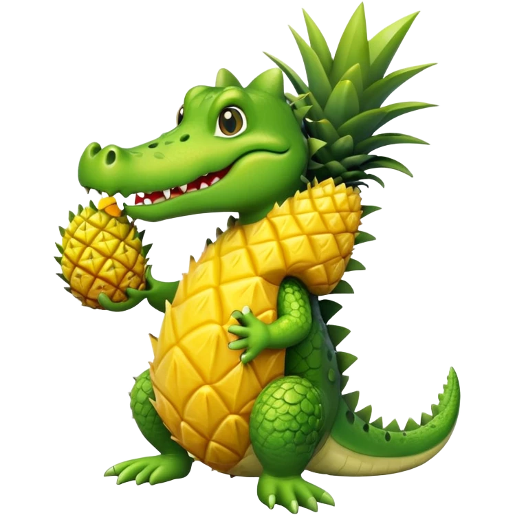 Cute crocodile eating a pineapple emoji