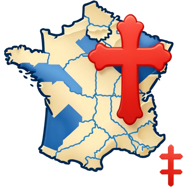 map of france with cross in the north and in the west emoji