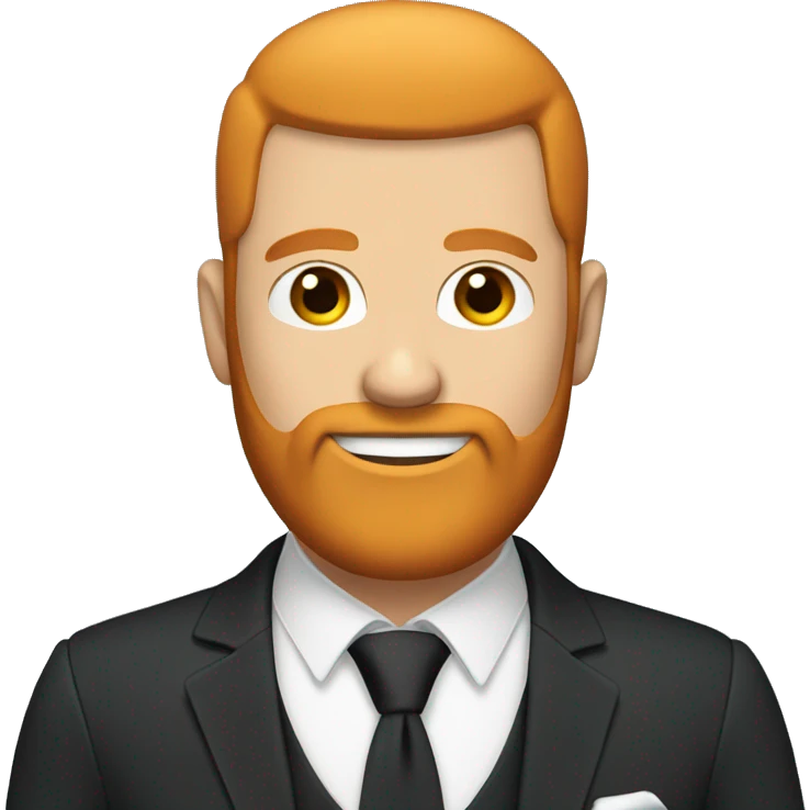 groom with no head hair and ginger and grey long straight beard emoji