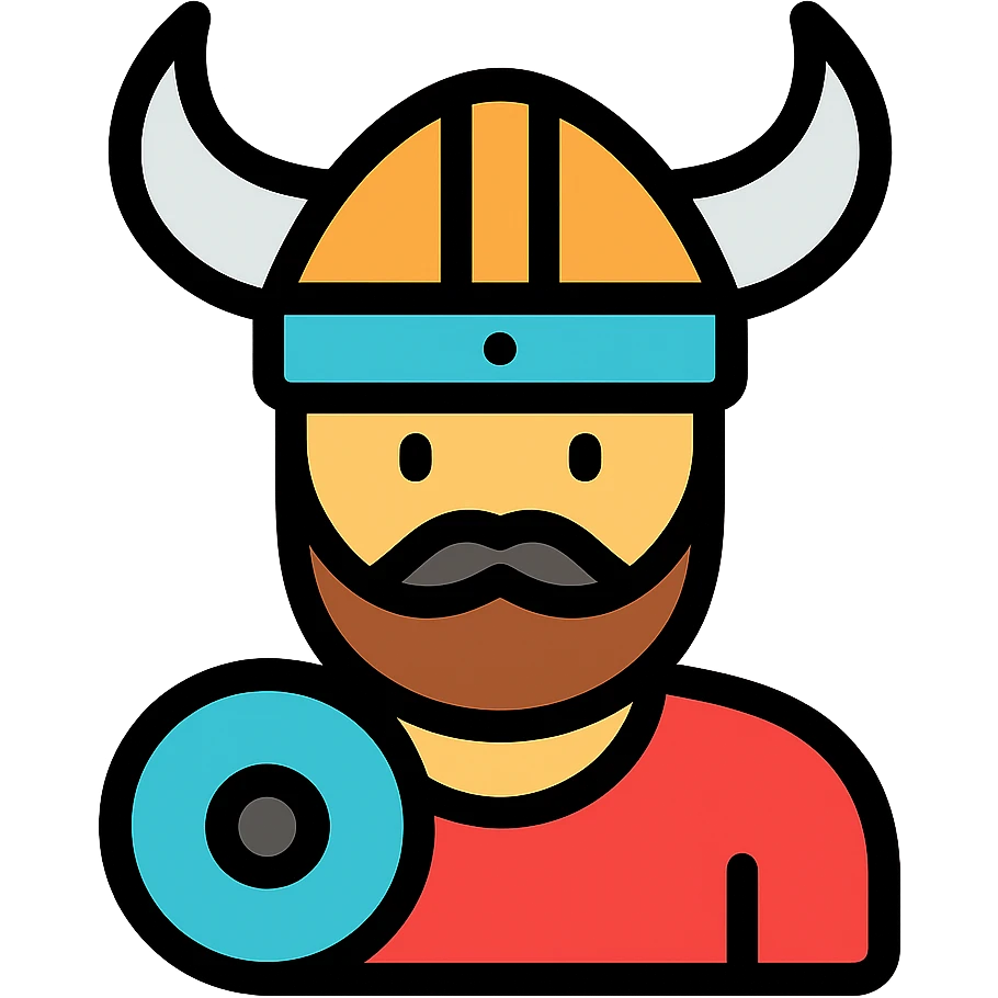 color outline icon of a viking emoji
