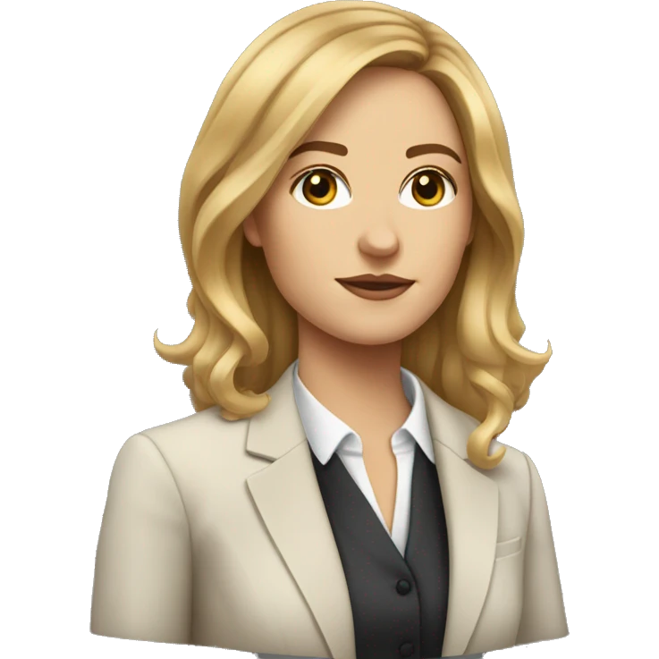 Lawyer white girl with dark honey blonde hair and hazel eyes emoji