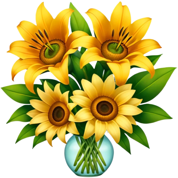 Boquet of lilies and sunflowers  emoji