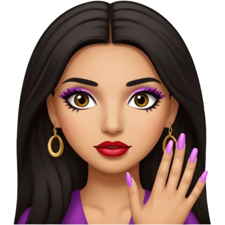 Baddie Latina emoji with fake lashes and nails emoji