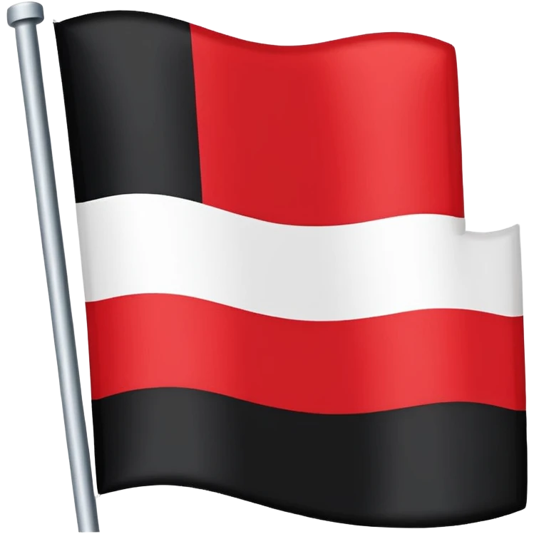 A flag with 3 colors top black middle white bottom red emoji