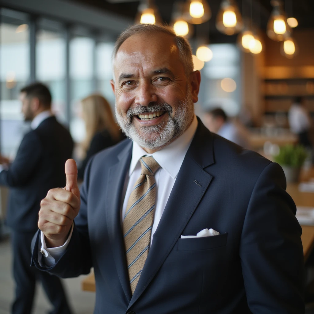 indian businessman encouraging customers emoji