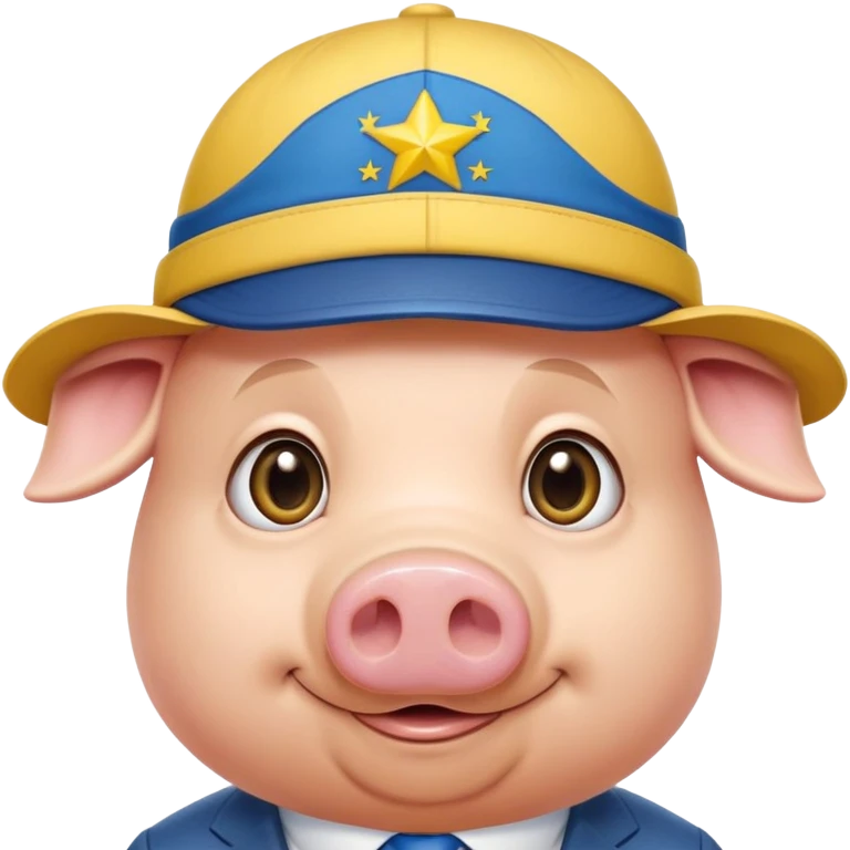 pig body with President Zelensky's face wearing a hat with yellow and blue colors emoji