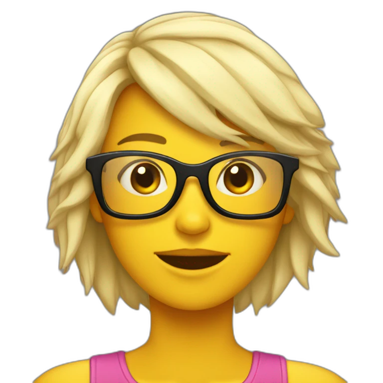 chica pelirroja con gafas negras emoji