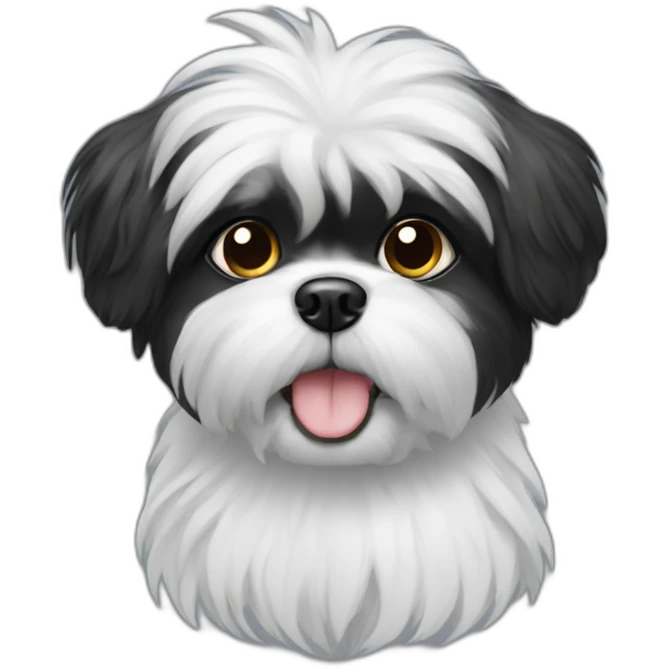 black shitzu dog with chest white fur emoji