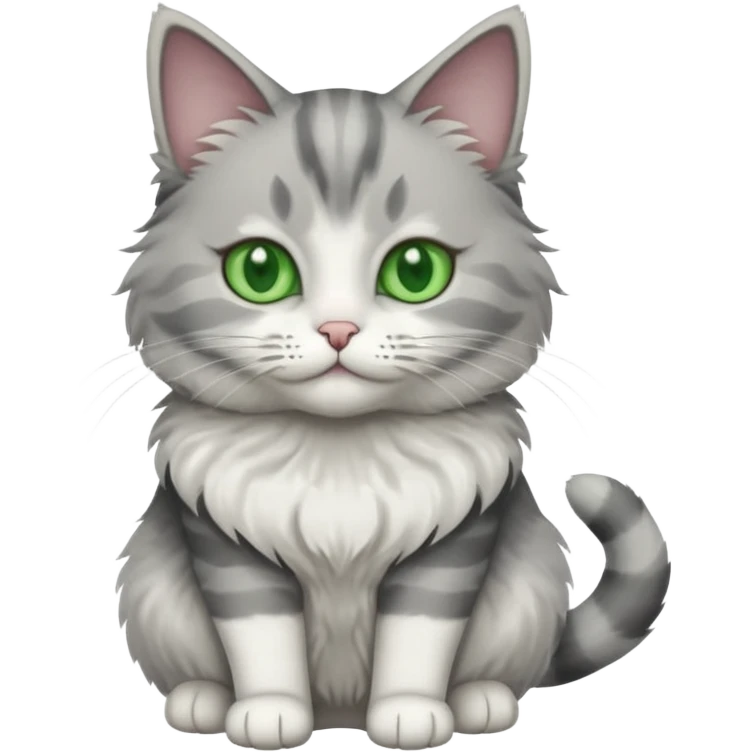 a grey and white cat sitting regally emoji
