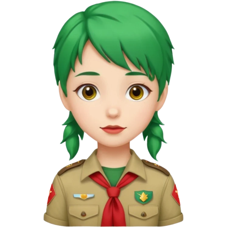 green haired scout girl with red uniform emoji