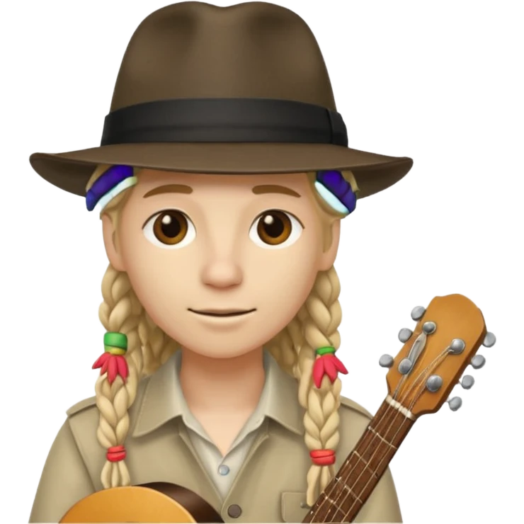 blonde Musician with dreadlocks and fedora emoji