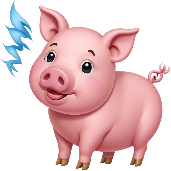 Wind blowing on a pig emoji