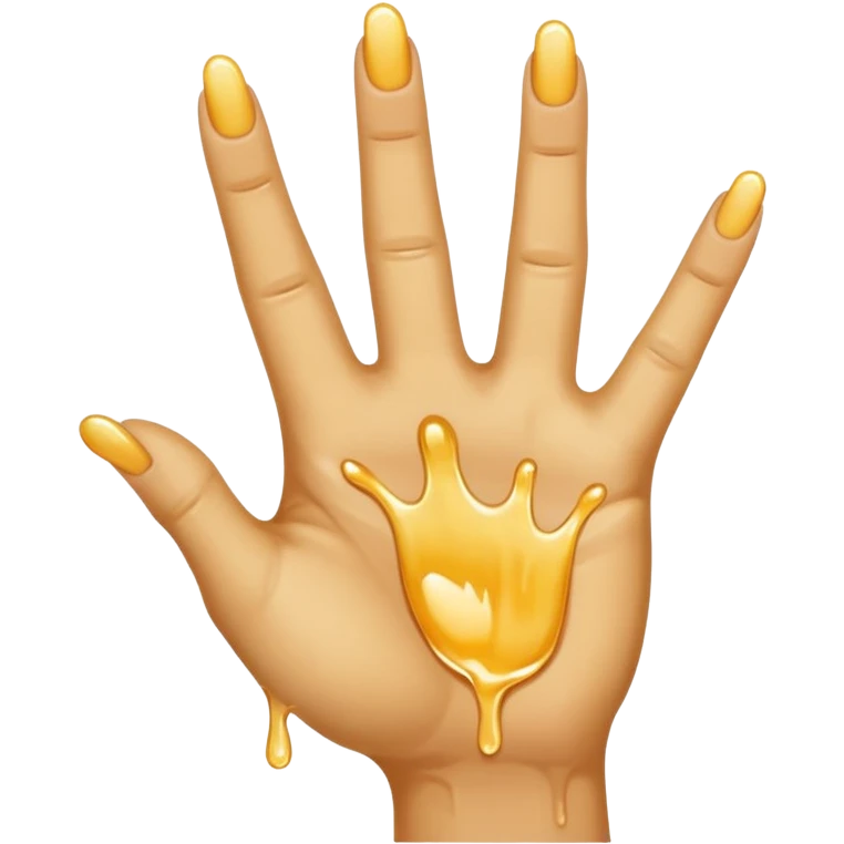 Clear nectar dripping, hand with thumb, index and middle fingers raised emoji