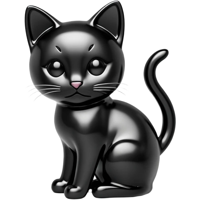 Ceramic kitten figurine, minimal, all black  emoji