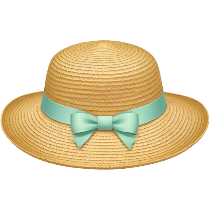 A woven sun hat with a pastel ribbon emoji