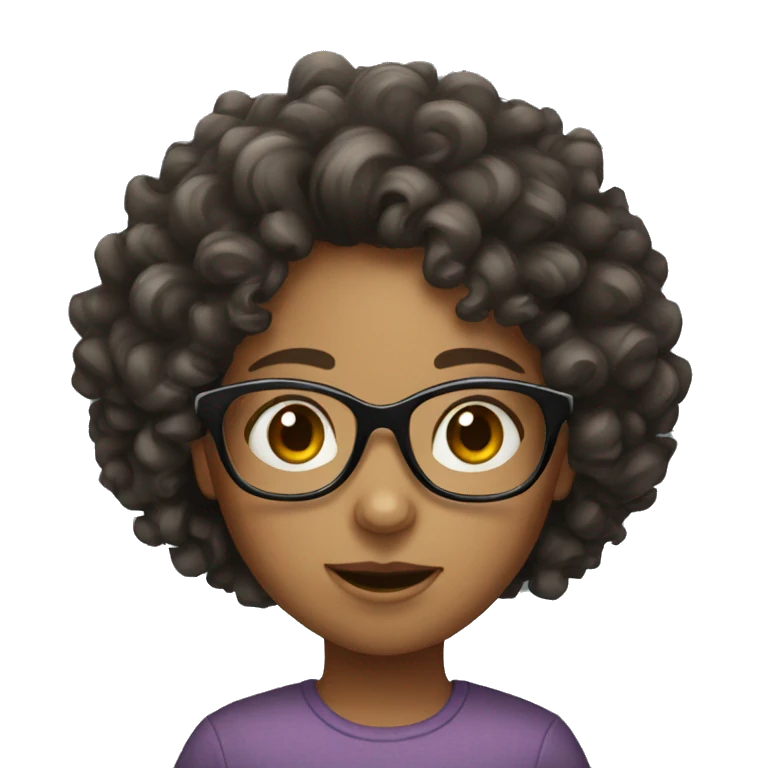 curly haired girl with glasses emoji