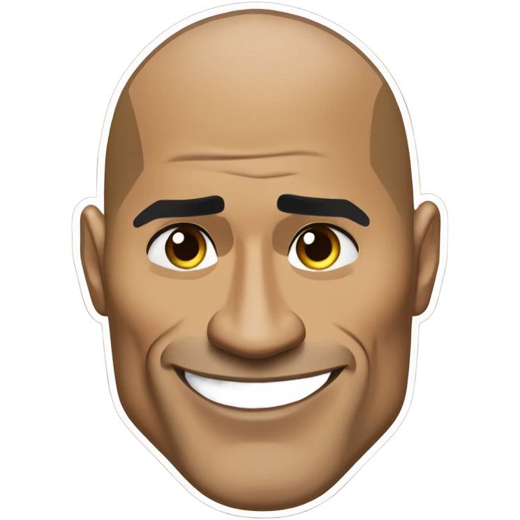 "A cartoonish, exaggerated sticker of Dwayne 'The Rock' Johnson’s head with an over-the-top funny expression. Make his eyebrows extra raised, his muscles absurdly popping, and maybe even a tiny flexing bicep coming out of his forehead. Add a silly catchphrase like ‘Can You Sniff This Sticker?!’ or ‘Eyebrow Power Activated!’ for extra humor. Bright, bold colors and a slightly goofy, caricature-like style!" emoji