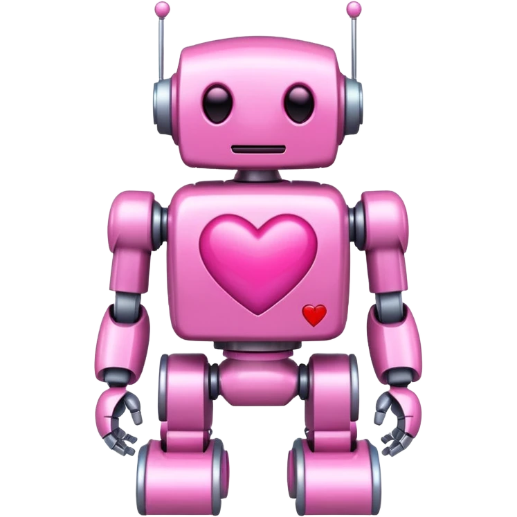 pink robot with pink heart emoji