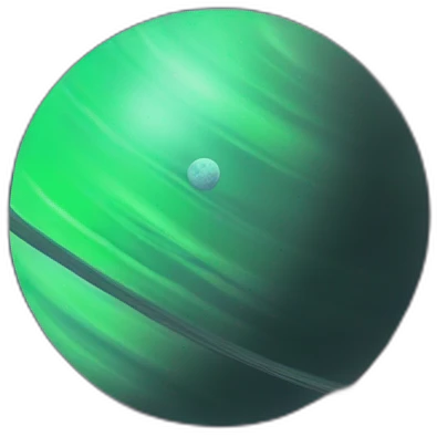 green planet with purple saturn rings and grey moon emoji