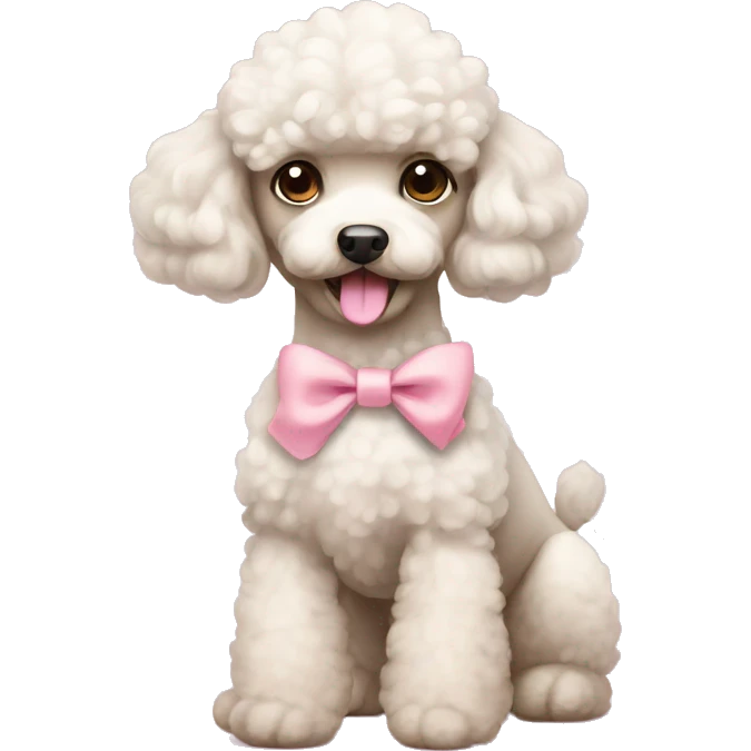 Cute poodle with light pink bow emoji