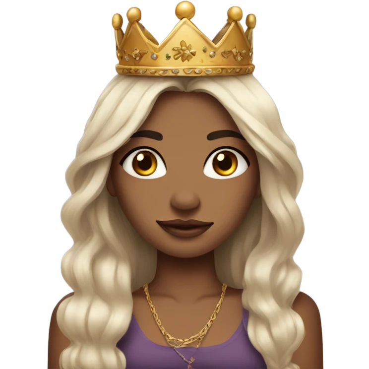 Beautiful girl wearing a crown, and arm tattoos and long hair emoji