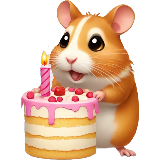 Hamster with a birthday cake  emoji
