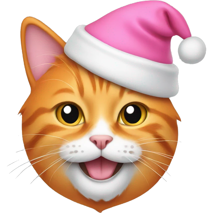 orange cat with pink christmas hat emoji
