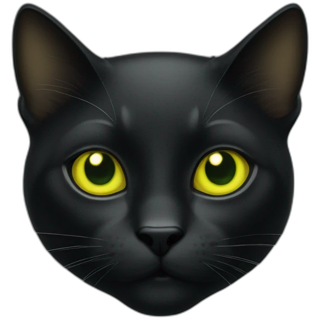 head of black cat with yellow-green eyes emoji