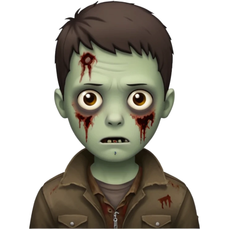 zombie white boy with dark brown edgar haircut and brown eyes emoji