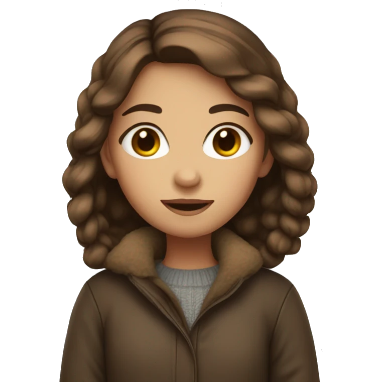 girl with brown hair wearing warm clothes  emoji