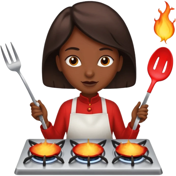 aquila calva sorvola fornello acceso a gas con forchetta rovente in mano emoji