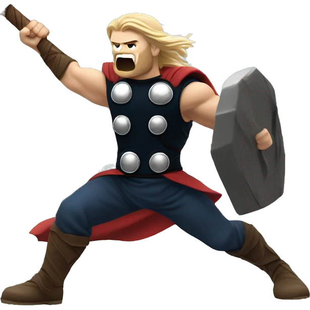 thor smashing the hammer to the ground and hav ng an explosion around the hammer emoji