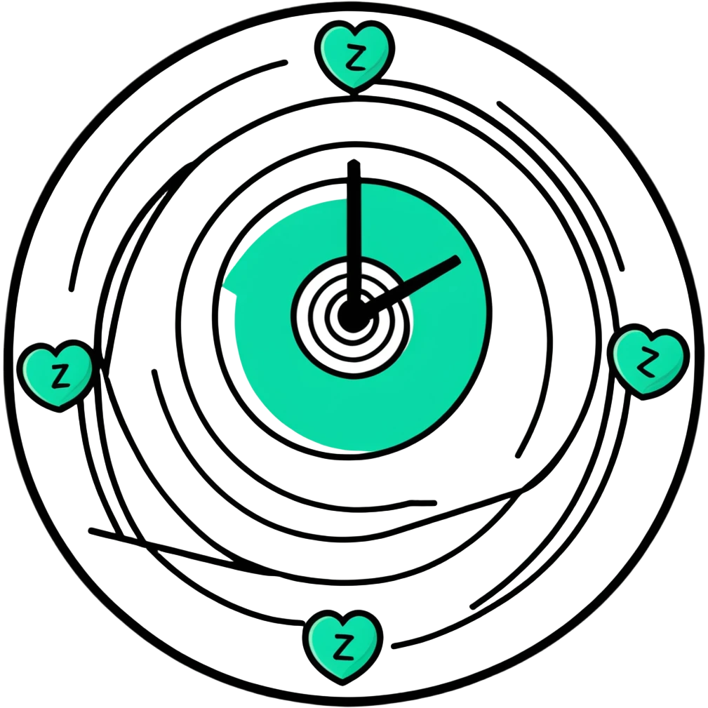 Minimalist Maya-style heart and time spiral symbols for messages, white and deep green only, flat design with clean lines emoji