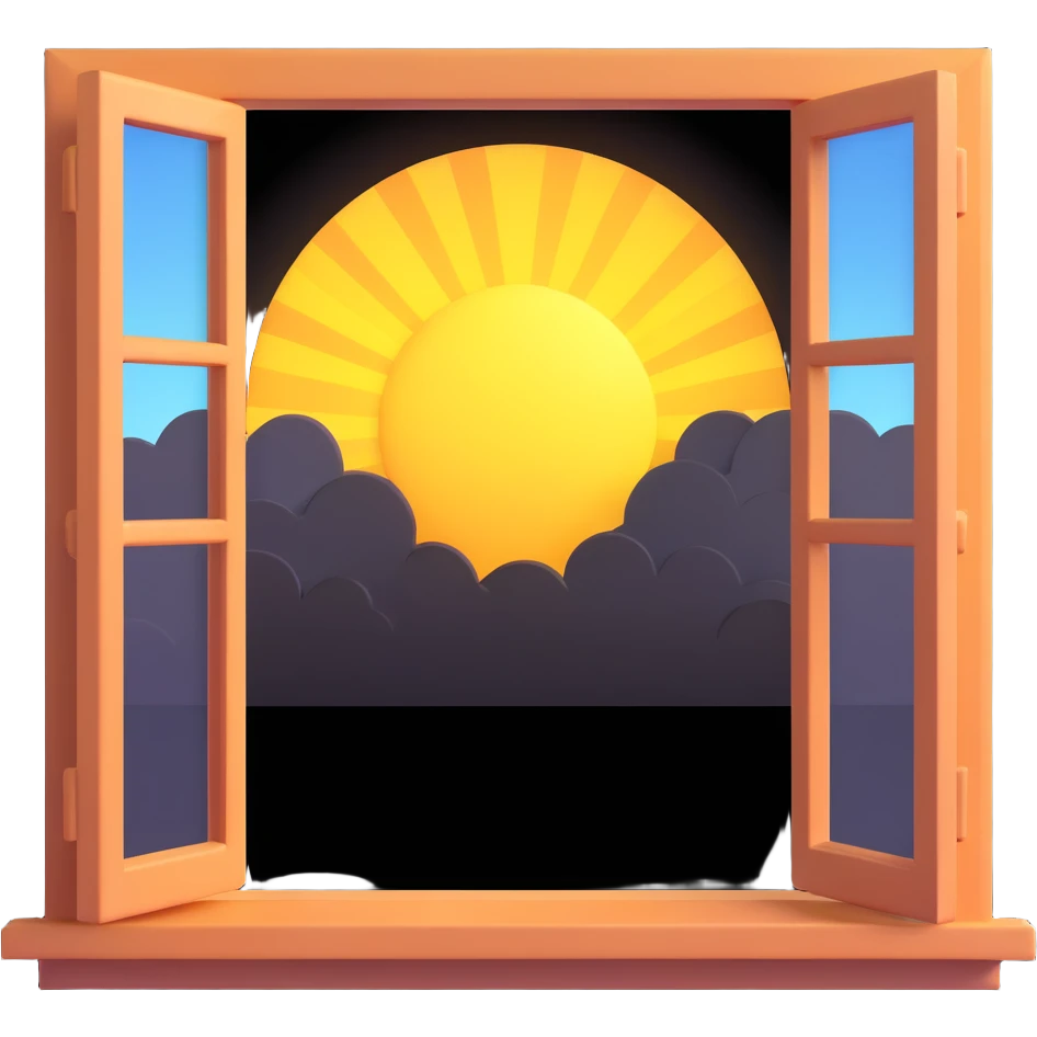 a big window with sunbeams and a sunny view emoji