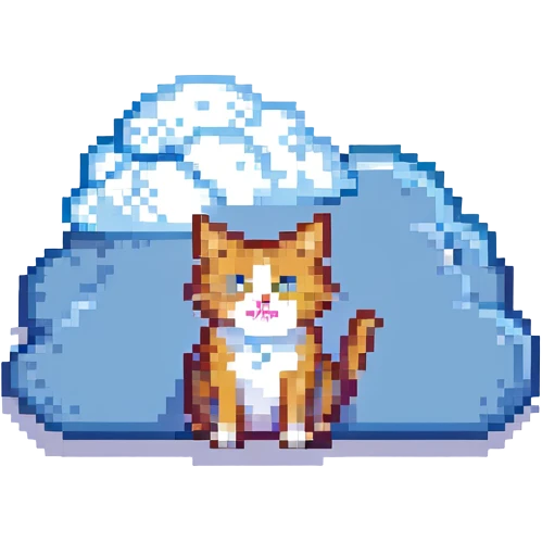 a cat and a cloud emoji