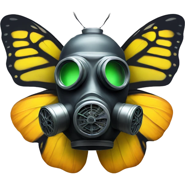 Butterfly wearing gas mask emoji