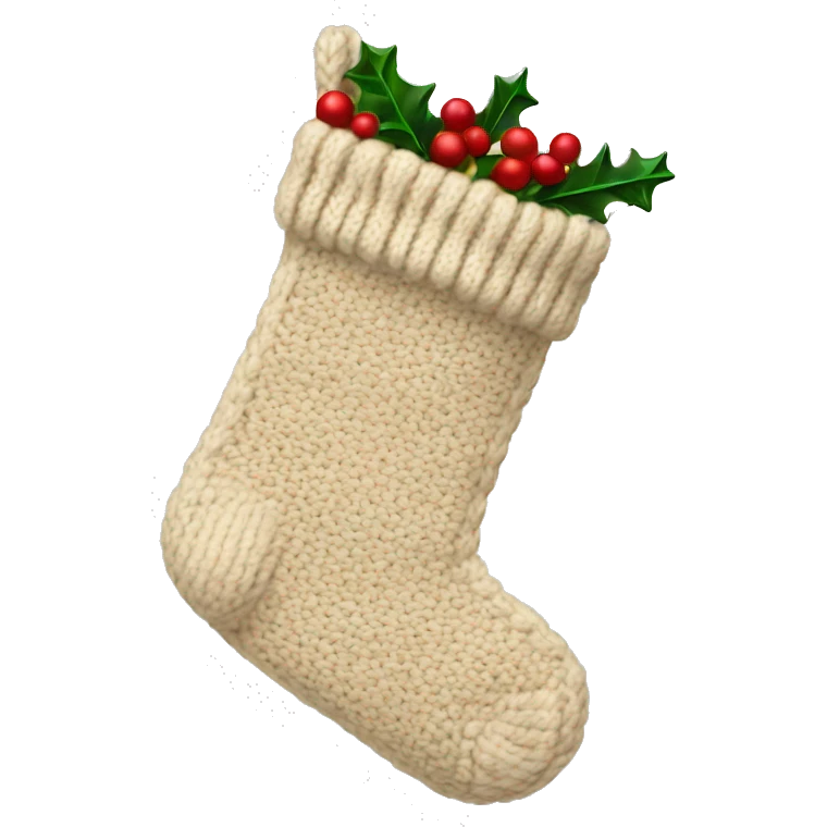 Knitted creams colored Christmas stockings  emoji