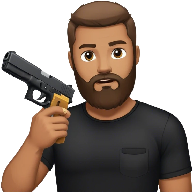 A man in black with a full beard holding a glock emoji