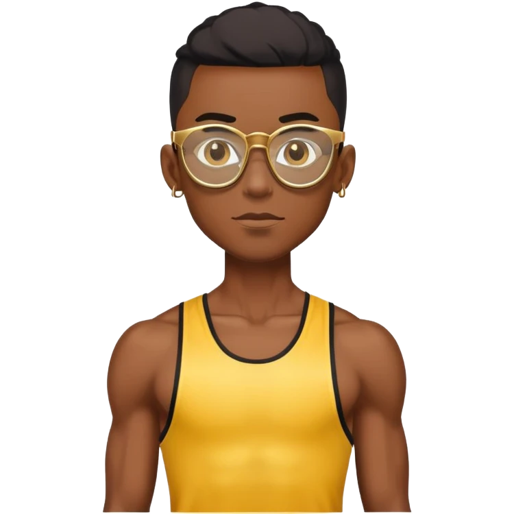 skinny black boy athlete in stringer with gold glasses emoji