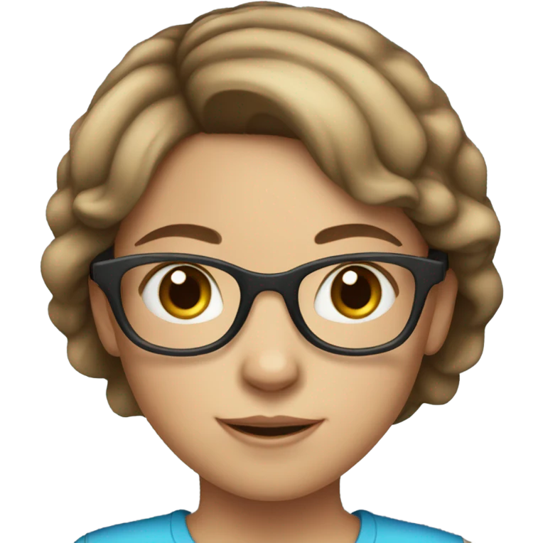 old white girl with short brown hair and glasses, blue eyes  emoji