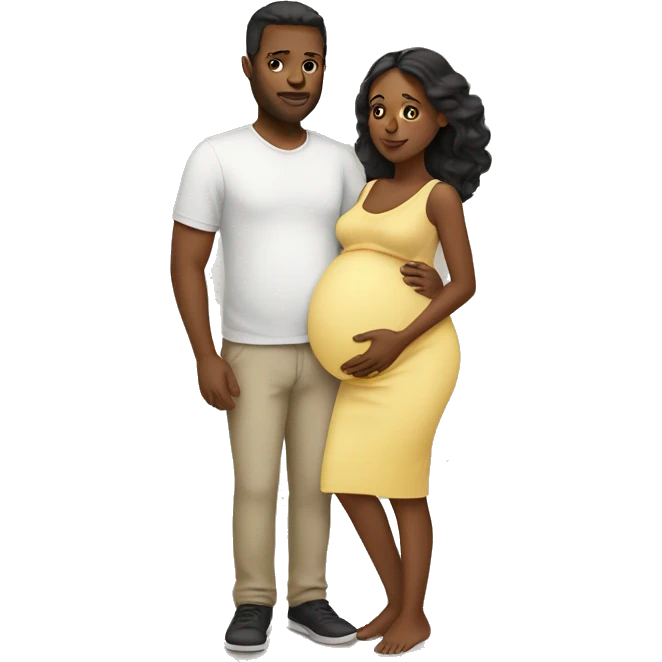 Pregnant black woman with husband emoji